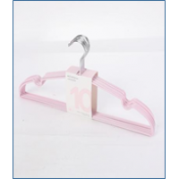 Вішалка для одягу металева с протиковзкою гумою (10шт) рожева